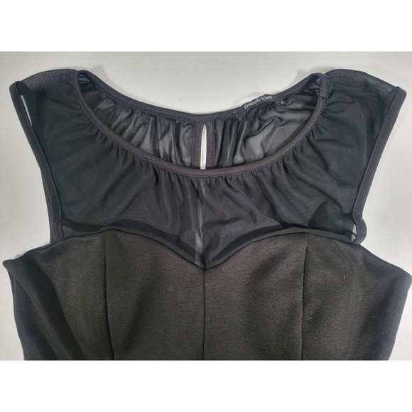 French Kiss Black Peplum Corset Women's Top Size Small Sheer Mesh Open Back - Picture 2 of 7